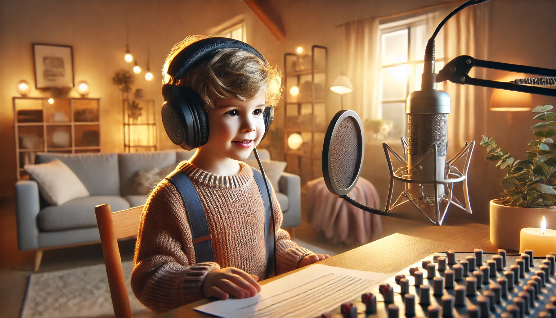 Enfant devant un micro